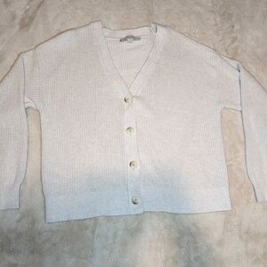 LOFT Cream Button-Up Cardigan